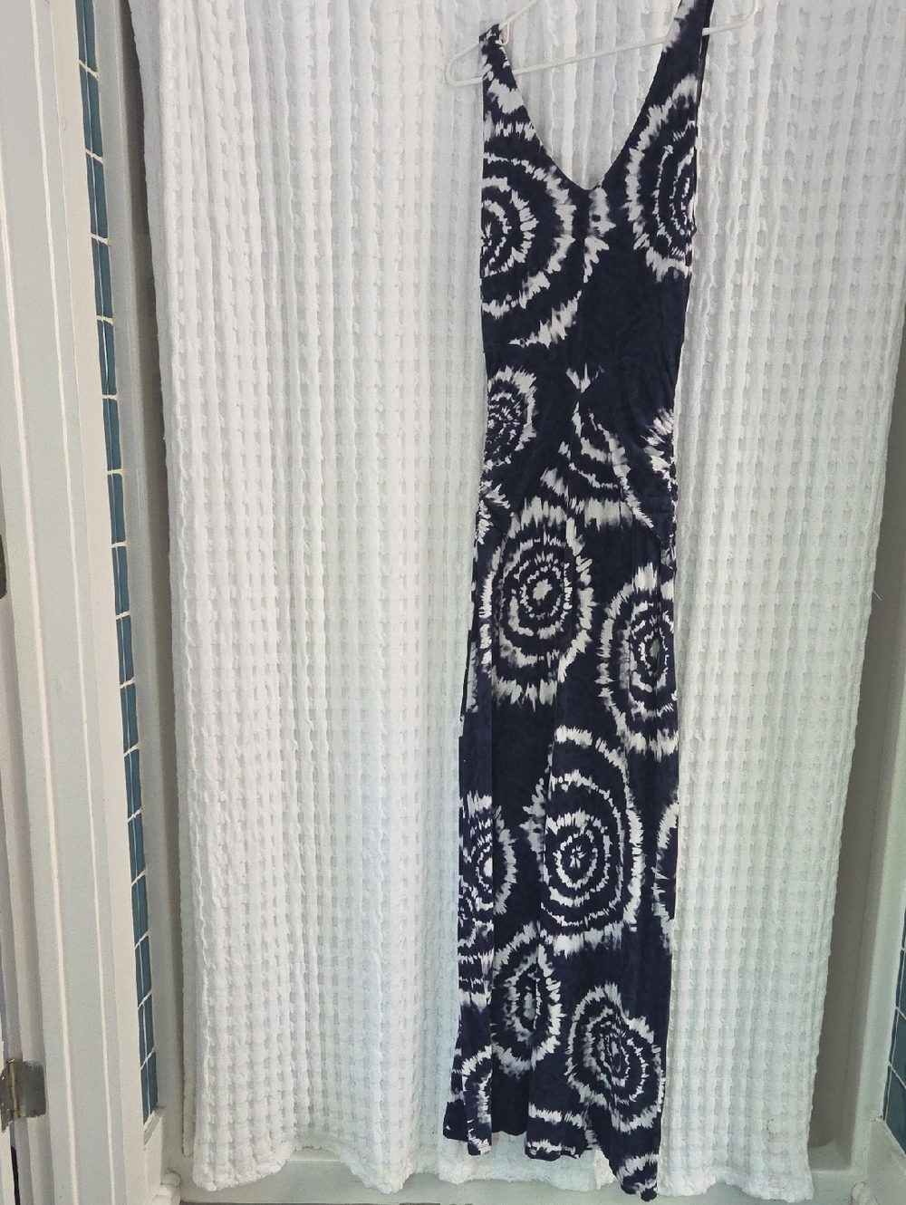 INC International Concepts Navy and White Tie dye Maxi Dress